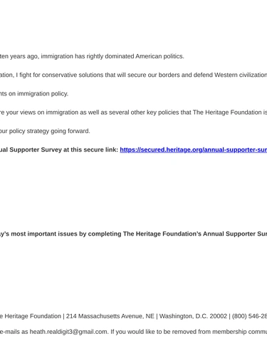 Heritage Foundation Customer Feedback