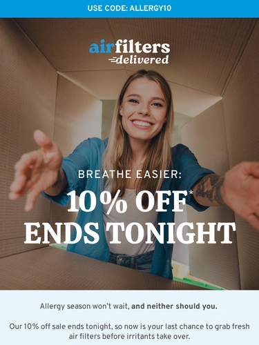 Air Filters Delivered Sale Announcement