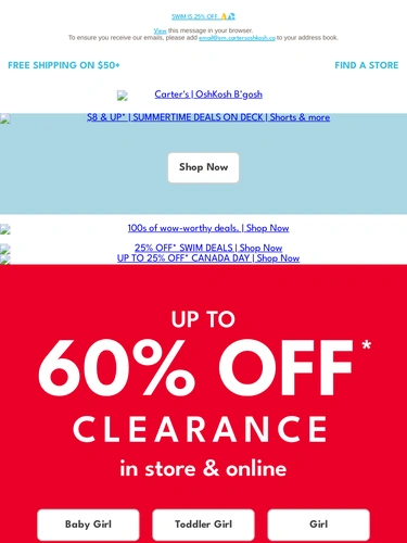 Carter's OshKosh Sale Announcement