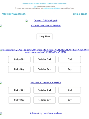 Carter's OshKosh Sale Announcement