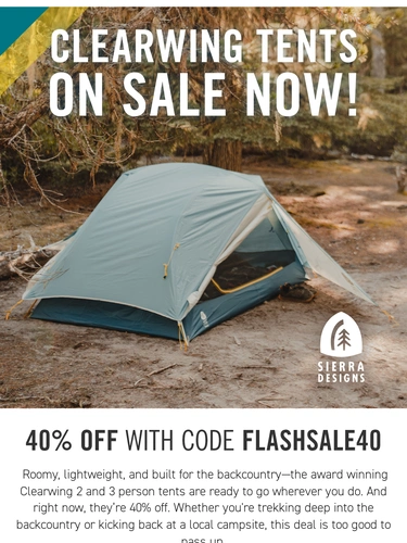 Sierra Designs Sale Announcement