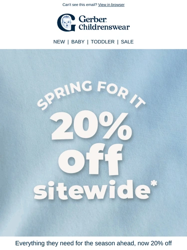 Gerber Childrenswear Sale Announcement