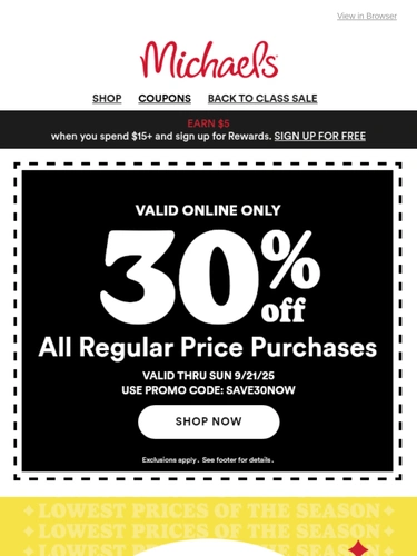 Michaels Sale Announcement