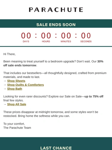 Parachute Home Sale Announcement