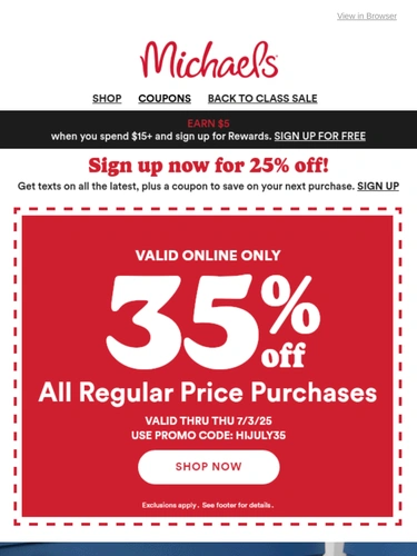 Michaels Sale Announcement