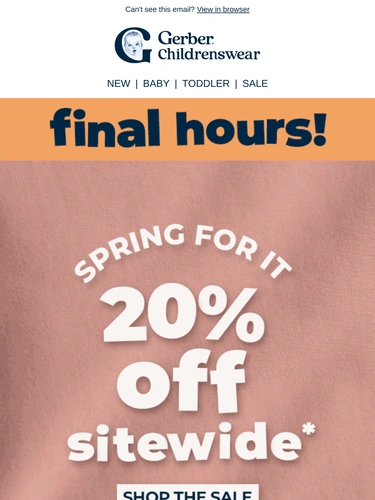 Gerber Childrenswear Sale Announcement