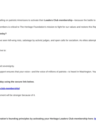 Heritage Foundation Loyalty Program