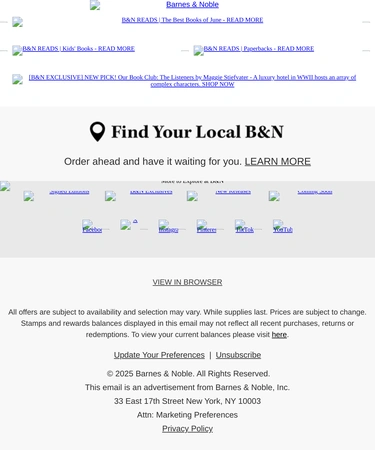 Barnes & Noble Newsletter