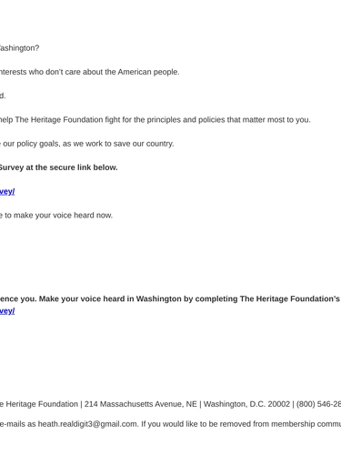 Heritage Foundation Customer Feedback