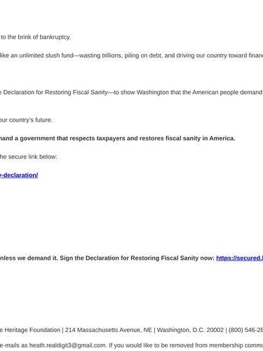 Heritage Foundation Newsletter