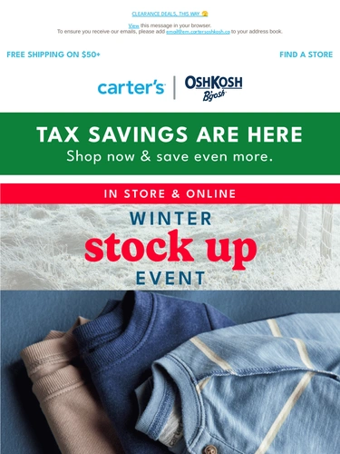 Carter's OshKosh Sale Announcement