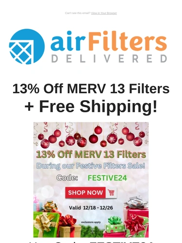 Air Filters Delivered Sale Announcement