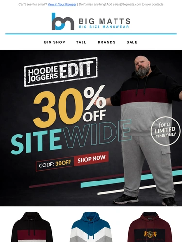 Big Matt's Menswear Sale Announcement