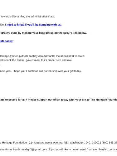 Heritage Foundation Newsletter