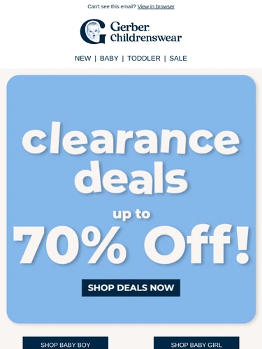 Gerber Childrenswear Sale Announcement