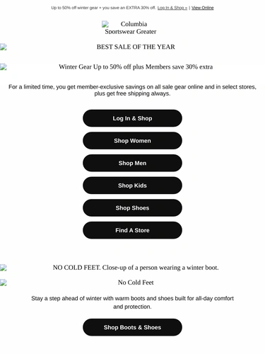Columbia Sportswear Sale Announcement