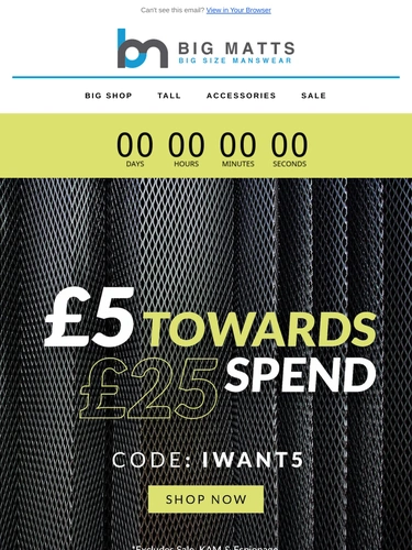 Big Matt's Menswear Sale Announcement