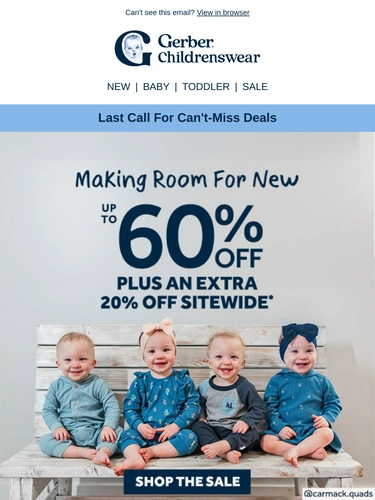 Gerber Childrenswear Sale Announcement