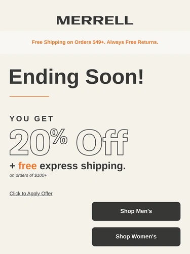 Merrell Sale Announcement
