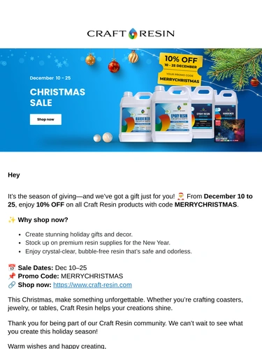 Craft Resin Sale Announcement