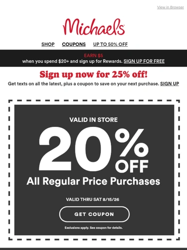 Michaels Sale Announcement