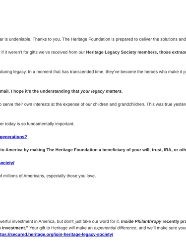 Heritage Foundation Newsletter