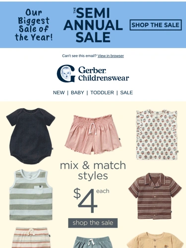 Gerber Childrenswear Sale Announcement