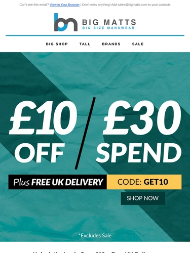 Big Matt's Menswear Sale Announcement