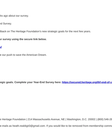Heritage Foundation Customer Feedback