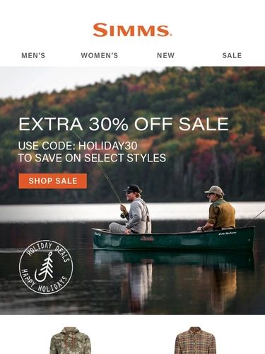 Simms Fishing Sale Announcement