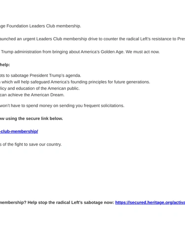 Heritage Foundation Loyalty Program