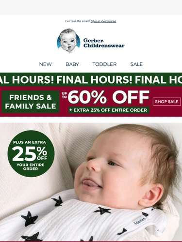 Gerber Childrenswear Sale Announcement