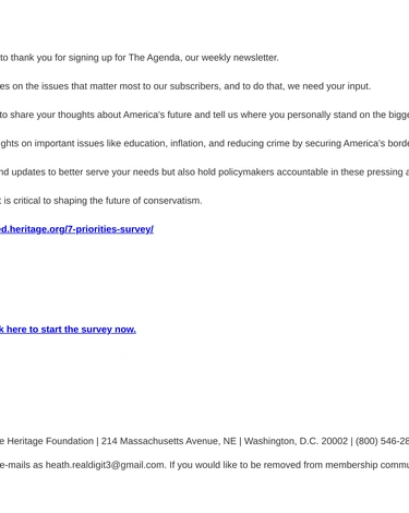 Heritage Foundation Customer Feedback