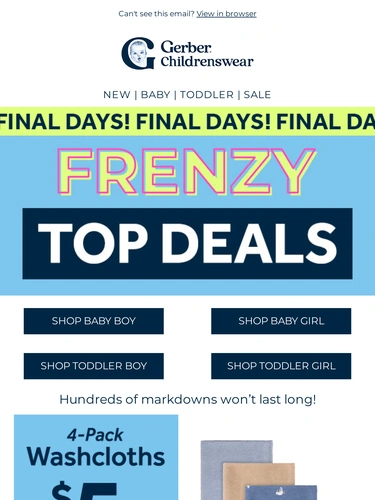 Gerber Childrenswear Sale Announcement