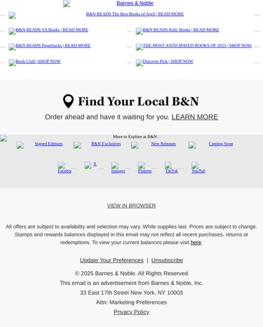 Barnes & Noble Newsletter