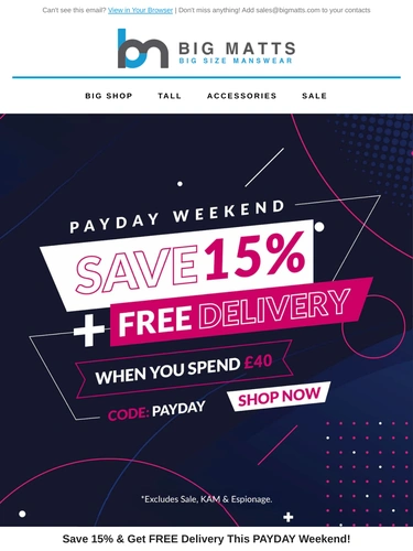 Big Matt's Menswear Sale Announcement