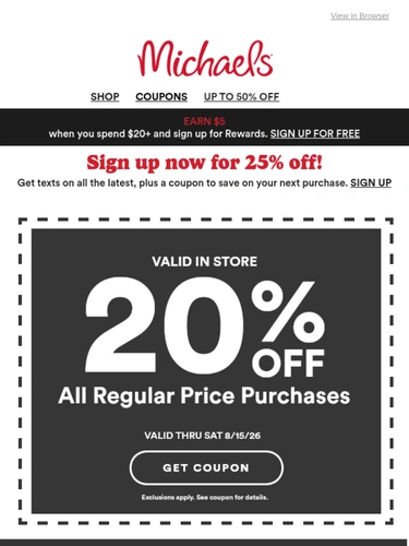 Michaels Sale Announcement