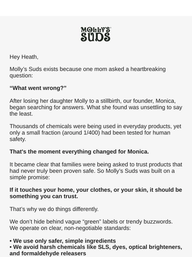 Molly's Suds Sale Announcement