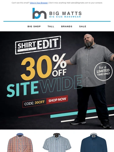 Big Matt's Menswear Sale Announcement