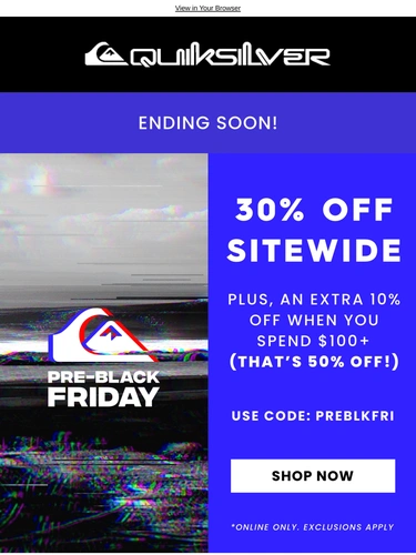 Quiksilver Sale Announcement
