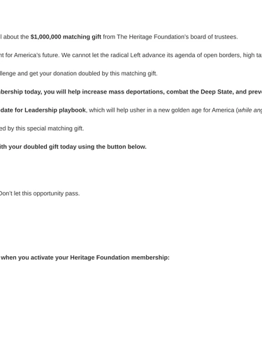 Heritage Foundation Newsletter
