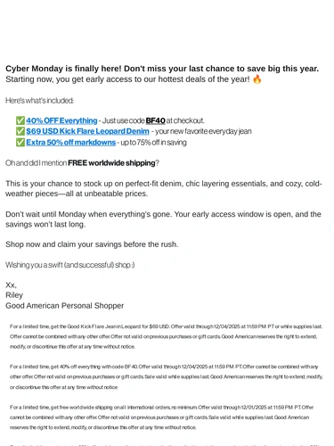 Good American Sale Announcement