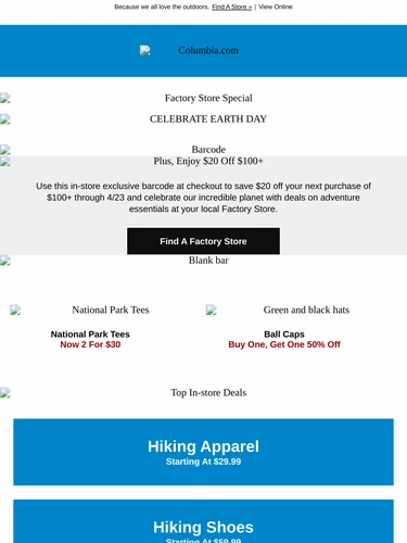 Columbia Sportswear Sale Announcement