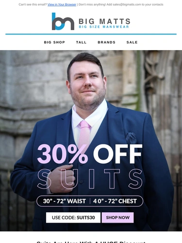 Big Matt's Menswear Sale Announcement