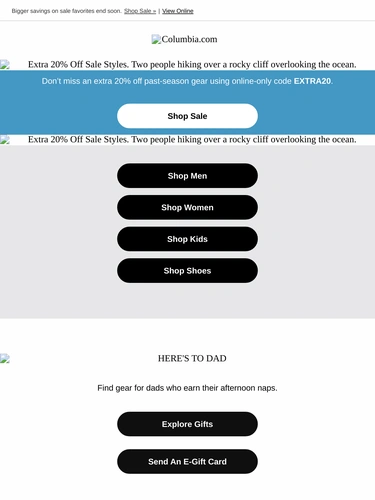 Columbia Sportswear Sale Announcement