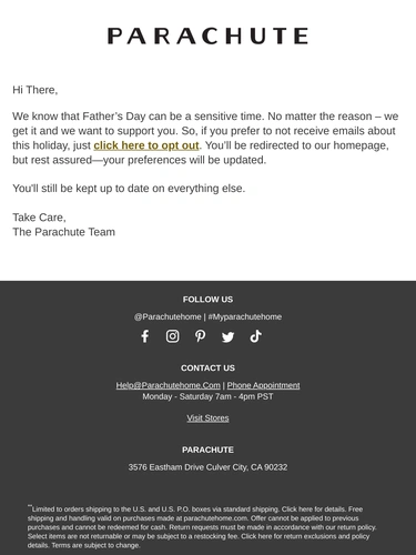 Parachute Home Holiday Campaign