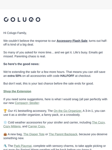 Colugo Sale Announcement