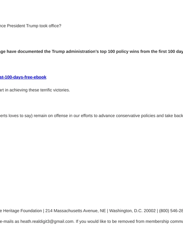 Heritage Foundation Newsletter