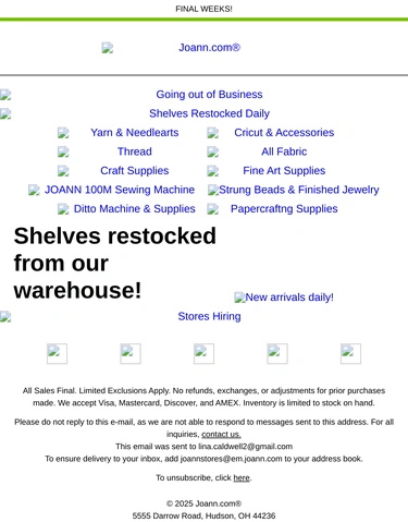 Joann Sale Announcement