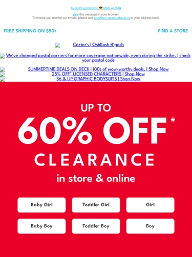 Carter's OshKosh Sale Announcement